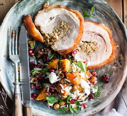 Porchetta recipe - BBC Good Food Stuffed Porchetta, Porchetta Recipe, Gift Recipes, Xmas Recipes, Food Christmas, Nice Dinner, Classic Italian Dishes, Bbc Good Food, Roast Pork