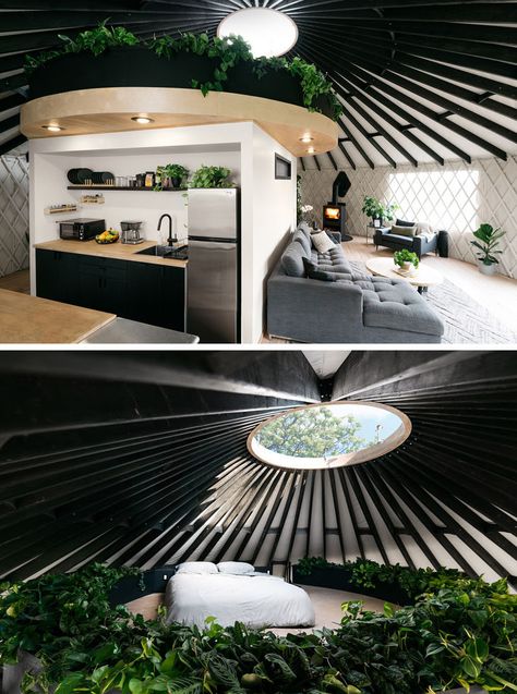 Modern Yurt, Yurt Design, Yurt Interior, Luxury Yurt, Yurt Home, Yurt Living, Geodesic Dome Homes, Dome Home, Dome House