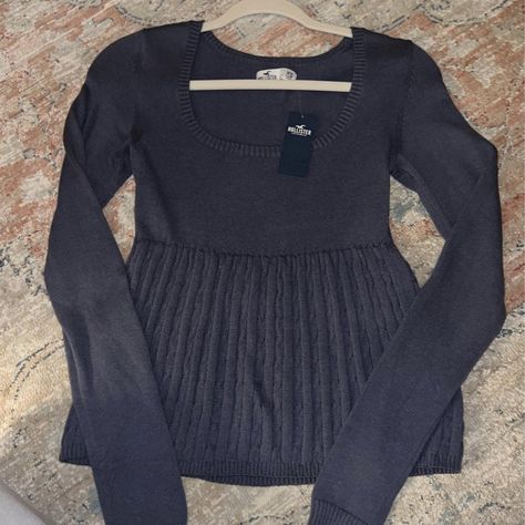 Hollister Babydoll top for $31 + free shipping on Depop Hollister Slim Babydoll Sweater, Babydoll Top Long Sleeve, Babydoll Long Sleeve Top, Knit Babydoll Top, Hollister Babydoll Sweater, Long Sleeve Babydoll Top, Hollister Babydoll Top, Goodwill Finds Clothes, Old Hollister