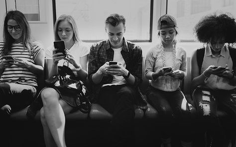 Group of young adult friends using smartphones in the subway | premium image by rawpixel.com People On Phones, People On Their Phones, Subway People, Smartphone Technology, Group Of People, Hip Hip, About People, Ideal Client, Social Gathering