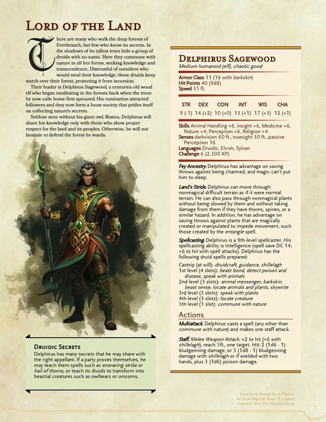 Homebrew 5e, Stat Block, Dnd Creatures, Dnd Druid, Dnd Stats, Dnd Classes, Dungeons And Dragons Classes, Dnd 5e Homebrew, D D Monsters