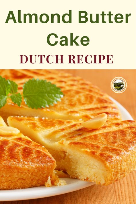 Dutch Almond Cake, Dutch Desserts Traditional, Boterkoek Recipe, Norwegian Cake, Europe Kitchen, Almond Butter Cake, Scratch Desserts, Traditional Dutch Recipes, Scandinavian Desserts