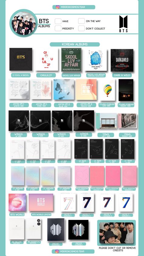 Kpop Album Wishlist, Bts Albums In Order, All Bts Albums Cover, Bts Album Template, Bts Albums Collection, Kpop Albums Collection, Bts Album List, Bts Solo Albums, Bts Album Cover