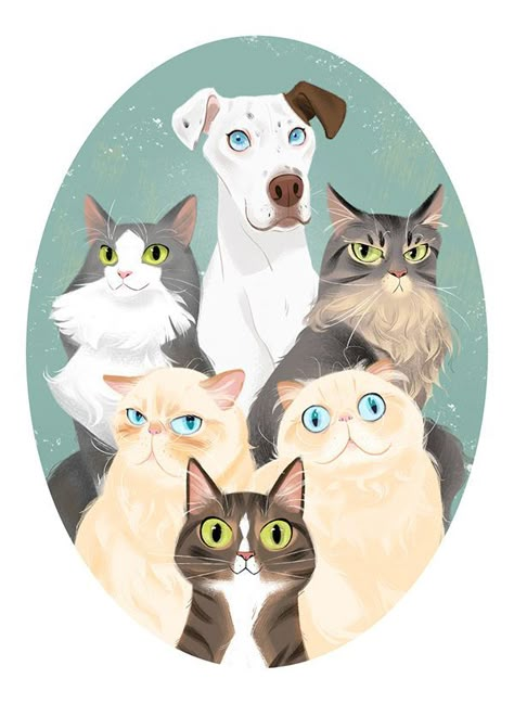 Cat And Dog Drawing, Dog Design Art, Regnul Animal, Cats Photos, Pet Illustration, Pets Drawing, Cute Cats Photos, Cat Character, Dog Illustration