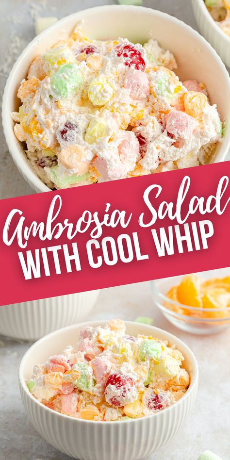 Ambrosia Salad With Cool Whip, Fruit Cocktail Salad, Marshmallow Salad, Pineapple Tidbits, Fruit Salad With Pudding, Ambrosia Recipe, Fruit Salad With Marshmallows, Fluff Salad Recipes, Ambrosia Fruit Salad