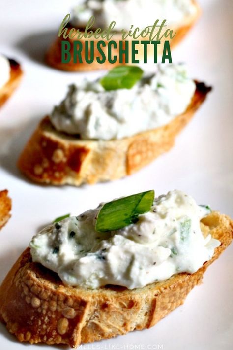 Herbed ricotta bruschetta - A quick mix of fresh herbs and ricotta set atop grilled bread slices is a 10-minute appetizer that makes you look like a star. #herbricotta #herbedricotta #bruschetta #bruschettawithricotta #grilledbread #ricottatoast #grilledbreadwithricotta #grilledbreadappetizer #appetizer Microgreen Recipes, Best Ina Garten Recipes, Barefoot Contessa Recipes, Ultimate Grilled Cheese, Pea Shoots, Ina Garten Recipes, Grilled Bread, Barefoot Contessa, Food Shows