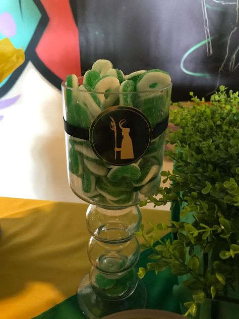 Loki Themed Food, Loki Party Decorations, Loki Themed Party, Loki Decor, Loki Birthday Party, Loki Food, Loki Party, Loki Birthday, Marvel Crafts