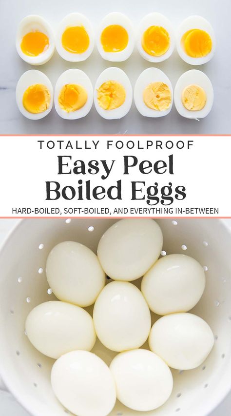 This super simple method creates the most perfect boiled eggs that are SO easy to peel. From soft boiled to creamy hard boiled and everything in between, this article is all you need for perfect boiled eggs every time. Ideal for deviled eggs and Easter eggs. Hard Boiled Eggs Time, Best Boiled Eggs, Easy Peel Boiled Eggs, Boiled Eggs Easy Peel, Boiled Egg Times, Easy Peel Hard Boiled Eggs, Hard Boiled Eggs Easy, Perfect Boiled Eggs, Peeling Boiled Eggs