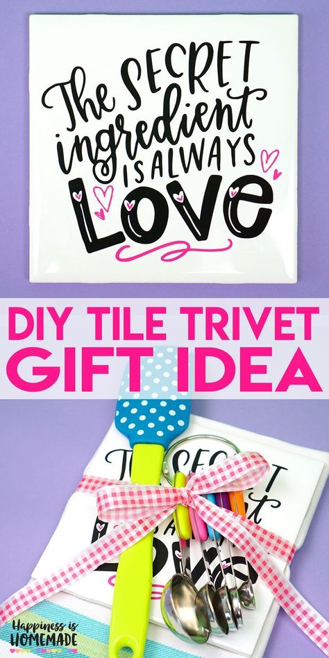 Inexpensive Diy Gifts, Ceramic Tile Crafts, Trivets Diy, Diy Quotes, Tile Trivet, Artificial Christmas Garland, Christmas Decorations Garland, Tile Crafts, Clever Gift