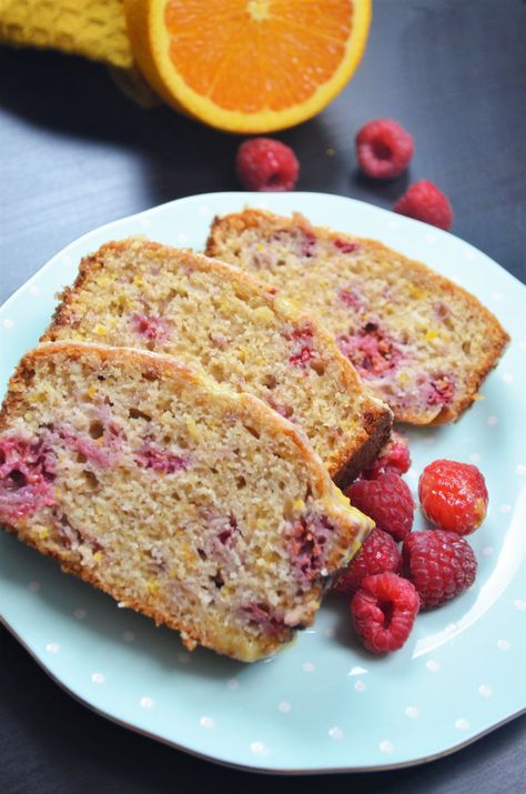 Orange Raspberry Loaf Orange Raspberry Muffins, Raspberry Quick Bread, Raspberry Loaf, Ginger Loaf, Orange Bread Recipe, Orange Loaf Cake, Raspberry Bread, Orange Raspberry, Orange Dessert