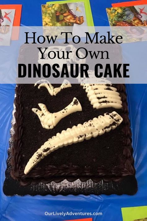 How to make an awesome dinosaur cake that will be the talk of your next dino-themed birthday party! Dinosaur Sheet Cake, Diy Dinosaur Cake, Giant Birthday Cake, Baking Birthday Cake, Dinosaur Birthday Cake, Half Sheet Cake, Candy Wafers, Diy Dinosaur, Diy Birthday Cake