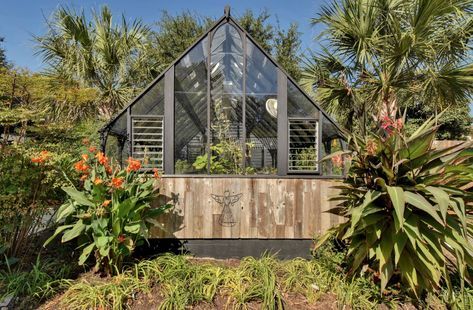 Tanglewild - Contemporary - Shed - Austin - by Twist Tours Real Estate and Portfolio Marketing | Houzz Contemporary Greenhouses, Portfolio Marketing, Contemporary Sheds, Greenhouse Pictures, Contemporary Garage, Shed Designs, Contemporary Deck, Shed Garage, Custom Railing