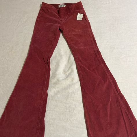 Brand New With Tag, Rustic Red/Copper Color Corduroy Flare Pants, Red Trousers, Downtown Outfits, Gay Outfit, Seventies Fashion, Accessories Inspiration, Ruffle Pants, Red Copper, Red Pants