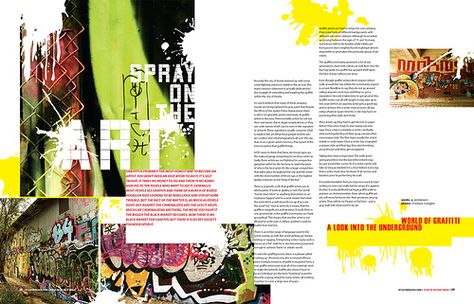 Graffiti art layout Magazine Page Layouts, Portfolio Magazine, Graffiti Books, Concept Art Books, Typography Magazine, 잡지 레이아웃, Editorial Design Layout, Page Layout Design, Magazine Layout Design