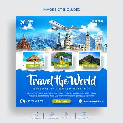 Travel Social Media Posts Design, Travel Creative Post, Travel Ads Design, Travel Post Design, Travel Banner Design, Travel Social Media Design, Travel Social Media Post, Instagram Post Template Design, Travel Advertising Design