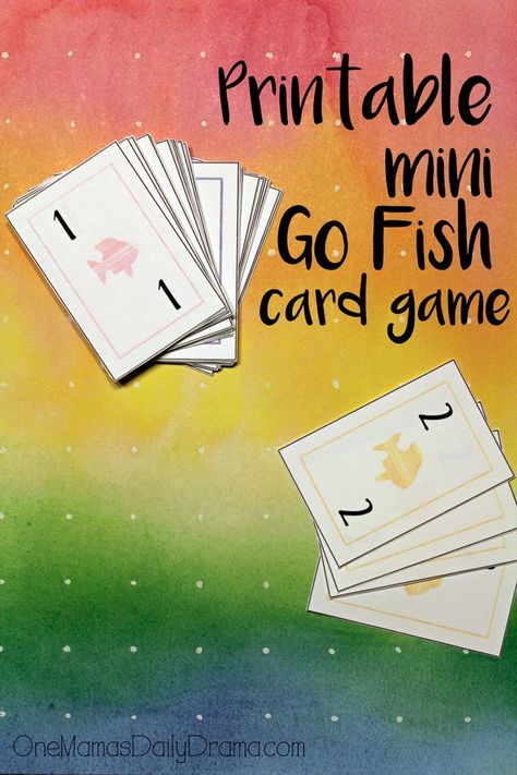 Printable mini Go Fish card game | An easy handmade gift idea for a classic game that appeals to kids of all ages. Features watercolor fish and easy-to-read numbers. Go Fish Card Game, Go Fish Game, Daily Drama, Fishing Games, Fish Card, Fish Games, Easy Kid Activities, Boredom Busters For Kids, Summer Boredom