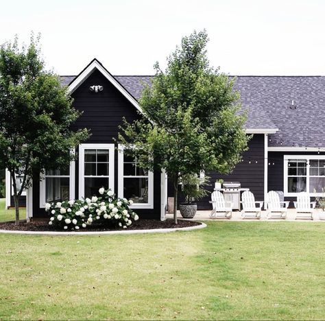 Clean Landscaping, Cozy Garage, Brown Houses, Dark Siding, Dark Houses, Gin Garden, White House Black Shutters, Extension Exterior, Lotus House