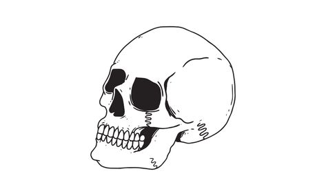 Skull Side View Drawing, Skull Head Drawing, A Skull Drawing, Skull Side View, A Level Sketchbook, Tattoo Poster, Side View Drawing, Screaming Skull, Simple Skull