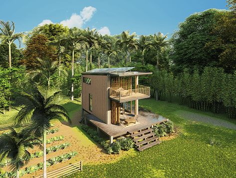 Payag 1.0 Tropical Tiny House on Behance Tropical Loft House, Tiny Tropical House, Tiny House Tropical, Tropical Tiny House, Tropical House Design, House Loft, Community Space, Modern Tiny House, Loft House