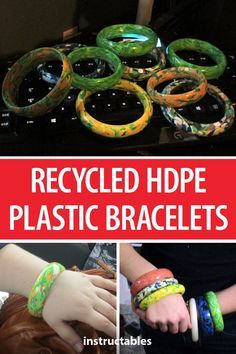 Make marble bracelets from recycled HDPE (High Density PolyEthylene) plastic. #upcycle #reuse #bangle #jewelry #lathe #turning #workshop Upcycling Ideas Clothes, Upcycle Jewelry Box, Easy Recycled Crafts, Vintage Buttons Crafts, Marble Bracelet, Boho Jewelry Diy, Diy Jewelry Holder, Making Bracelets, Bangle Jewelry