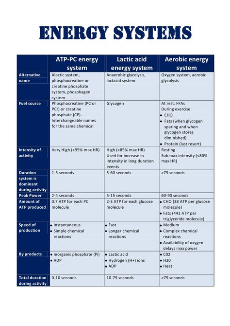 HSCPDHPE - core 2 - Energy system table by Chris Lehner via slideshare 30 Day Squat, Biology Revision, 30 Day Squat Challenge, Home Workout Plan, Physical Education Lessons, Exercise Science, Pe Lessons, Pe Ideas, Cellular Respiration