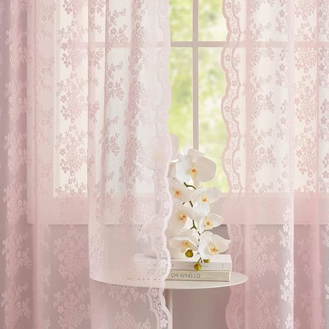 Amazon.com: YJ YANJUN Sheer Pink Curtains for Girls Bedroom Vintage Light Pink Floral Lace Curtains Short Window Curtains 63 inch Length Pricess Room Decor 2 Panels 52 x63 Inch : Home & Kitchen Girls Bedroom Vintage, Lace Window Treatments, Pink Sheer Curtains, Short Window Curtains, Girls Bedroom Curtains, Vintage Lace Curtains, Princess Room Decor, Pink Curtains, Voile Curtains