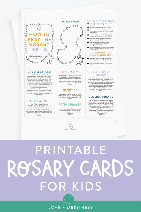 Use printable rosary cards for kids to help teach them how to pray the rosary. This pocket size guide has a rosary map, the rosary prayers and features all of the mysteries of the rosary and the mystery schedule. Perfect for parents, homeschool or catechesis Rosary For Kids Printable, Rosary Activities For Kids, Rosary For Kids, Rosary Prayer Guide, Rosary Guide, The Mysteries Of The Rosary, Rosary Prayers, Rosary Mysteries, Mysteries Of The Rosary