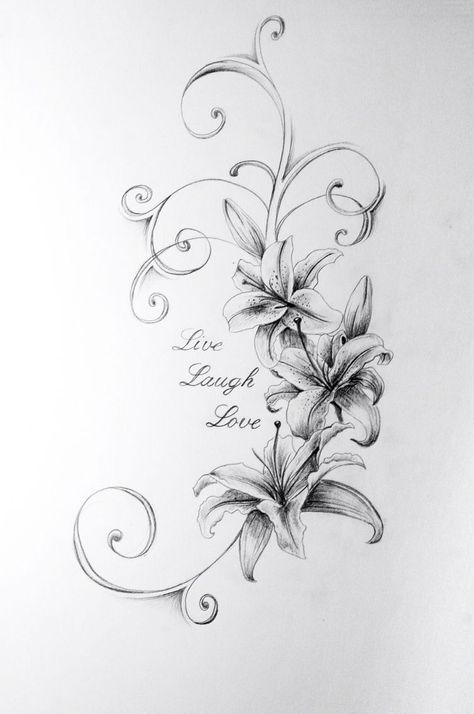 Lily Flower Tattoo Drawing - Infoupdate.org Lilly Flower Tattoo, Lillies Tattoo, Lily Tattoo Design, Lilies Drawing, Lily Flower Tattoos, Flower Tattoo Drawings, Lilly Flower, Inspiration Tattoos, Flower Tattoo Sleeve