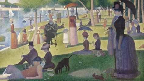 A Sunday on La Grande Jatte—1884, with Sanders. (Facebook) George Seurat, Yellena James, James Mcneill Whistler, Jan Van Eyck, Most Famous Paintings, Caspar David Friedrich, Georges Seurat, Art Exhibition Posters, Egon Schiele