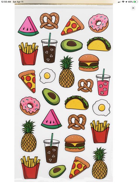 Easy Food To Draw, Food Doodle Art Illustrations, Cute Food Drawings Easy, Food Drawing Easy, Unforgettable Tattoo, Doodle Art For Beginners, Art Kits For Kids, Sticker Design Inspiration, Easy Mandala Drawing