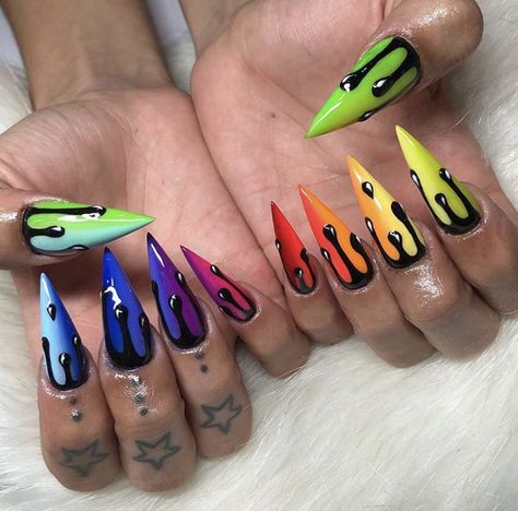 How To Do Ombre, Fly Nails, Bright Summer Acrylic Nails, Pride Nails, Rainbow Nails Design, Long Acrylic Nail Designs, Nail Designs Tutorial, Drip Nails, Colorful Nails