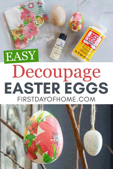 Easter Egg Decoupage, Decoupage Easter Eggs, Decoupage Eggs, Easter Craft For Kids, Diy Decoupage, Mod Podge Crafts, Plastic Easter Eggs, Easy Easter Crafts, Easter Egg Crafts