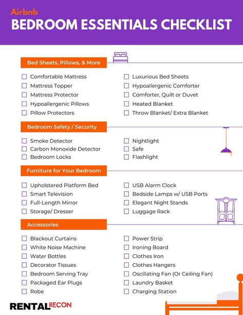 airbnb bedroom essentials checklist Airbnb Bedroom Ideas, Airbnb Essentials, Rental Bedroom, Airbnb Bedroom, Bedroom Checklist, Ultimate Bedroom, Essentials Checklist, Best Airbnb, Best Room