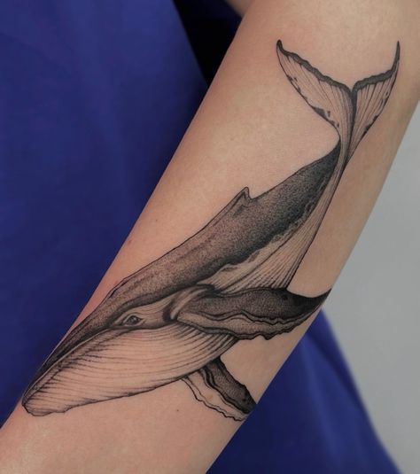 Whale Forearm Tattoo, Celestial Whale Tattoo, Realistic Whale Tattoo, Whale Tattoo Traditional, Whale Tattoo Design, Medusa Animal, Tattoo Whale, Humpback Whale Tattoo, Sea Life Tattoos