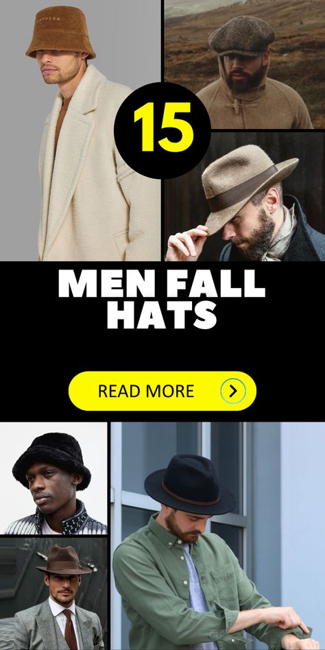 Make a style statement this fall with our diverse range of men's fall hats. Whether you're looking for fashion-forward crochet and knitting patterns or classic styles, we have the perfect hat for you. Embrace the warmth and comfort of autumn with hats that exude style and versatility. Stay organized with our storage ideas, ensuring your hats are protected and easily accessible Mens Wide Brim Hat Outfit, Trilby Hat Men Style, Men’s Hats, Fedora Hat Men Outfits, Wide Brim Hat Outfit, Hat Men Outfit, Men Outfits Swag, Trilby Hat Men, Fall Mens Outfits