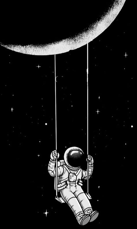 Astronaut Moon Swing 480x800 Moon And Astronaut Wallpaper, Astronaut Swinging On Moon, Astronaut On The Moon Drawing, Astronaut On Moon Drawing, Easy Astronaut Painting, Moon Drawing Wallpaper, Astronaut In Moon, Astronaut Aesthetic Art, Space Astronaut Aesthetic