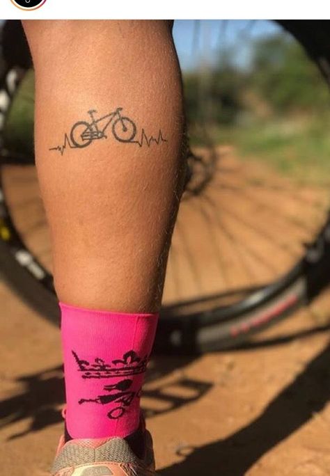 Mountain Biking Tattoo Ideas, Bicycle Tattoo For Women, Cycle Tattoo Ideas, Bike Tattoo Design, Mountain Bike Tattoo Ideas, Cycling Tattoo Bicycles, Bike Tattoo Ideas, Word Tattoo Designs, Ironman Triathlon Tattoo