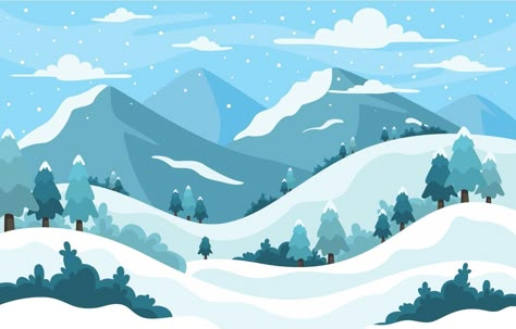 Snow Capped Mountains Drawing, Snowy Mountain Illustration, Winter Mural, Scenery Mountain, Lego Winter Village, Snow Vector, Winter Artwork, Winter Art Projects, Mountain Drawing