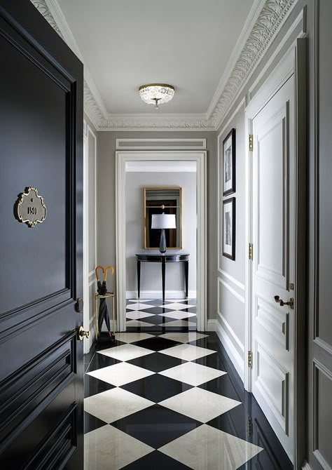 The St. Regis New York—5th Avenue Suite Entrance | Flickr - Photo Sharing! Checkered Flooring, St Regis Hotel, Black And White Interior, Black And White Tiles, 아파트 인테리어, St Regis, White Floors, White Tiles, Classic Interior