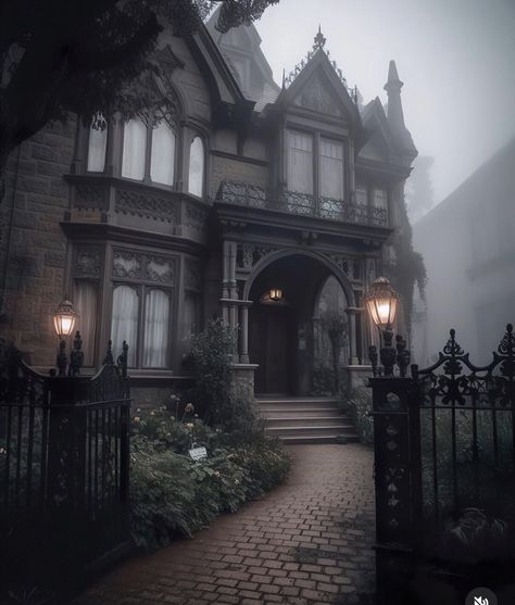 Vampire Apartment Aesthetic, Victorian Homes Dark, Gothic Witch Aesthetic, Objects Reference, Book Locations, Gothic Houses, Gothic Victorian House, House Diys, Goth Architecture