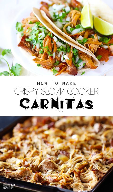 Slow Cooker Carnitas, Pork Carnitas Slow Cooker, Burnt Ends, Cooked Meal, Pork Carnitas, Shredded Pork, Braised Pork, Slow Cooker Pork, Crock Pot Slow Cooker