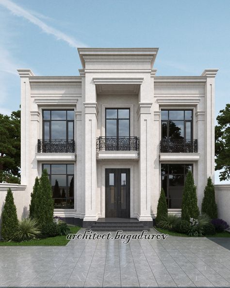 Classic Villa Design, Villa Exterior Design, Neoclassical House, Classic Facade, Commercial Design Exterior, Facade Architecture Design, Classic House Exterior, Classic House Design, Neoclassical Architecture