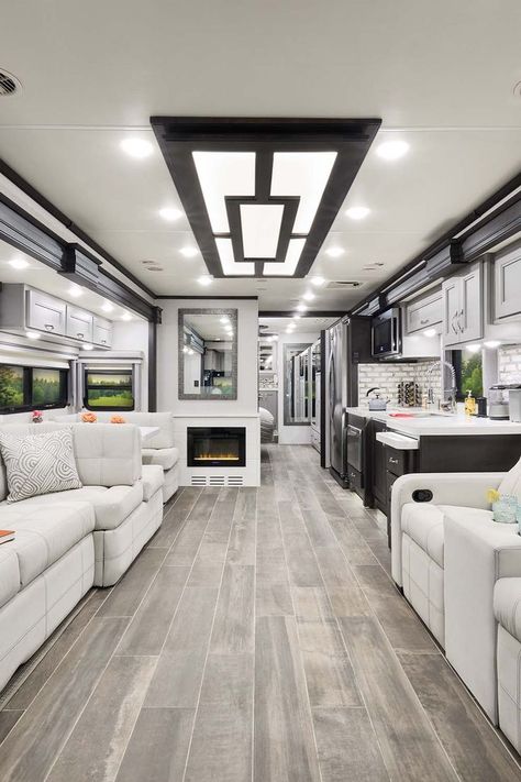 Luxury Caravans, Motorhome Living, Rv Living Room, Luxury Rv Living, Motorhome Remodel, Rv Interior Design, Rv Floor Plans, Motorhome Interior, Rv Interior Remodel