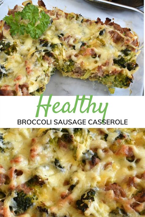 This easy and healthy broccoli sausage casserole with eggs and cheese is the perfect breakfast or lunch meal prep. A great kid friendly lunchbox idea that can freeze too. This quick baked recipe is very simple, tasty, filling and low calorie. Egg Bake With Broccoli And Cheese, Sausage Spinach Egg Casserole, Low Calorie Sausage Recipes, Broccoli Sausage Casserole, Sausage Casserole Breakfast, Basic Deviled Eggs Recipe, Sausage Quiche Recipes, Sausage Egg Bake, Broccoli Sausage