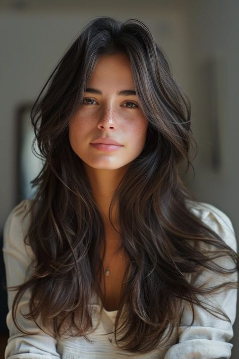 40 Hairstyles for Straight Hair to Make You Stand Out 16 Layered Haircuts For Straight Hair, Rich Brown Hair Color, Layered Haircuts For Long Hair, Deep Brown Hair, Rich Brown Hair, Balayage Straight, Haircuts For Long Hair With Layers, Medium Brown Hair, Framing Layers