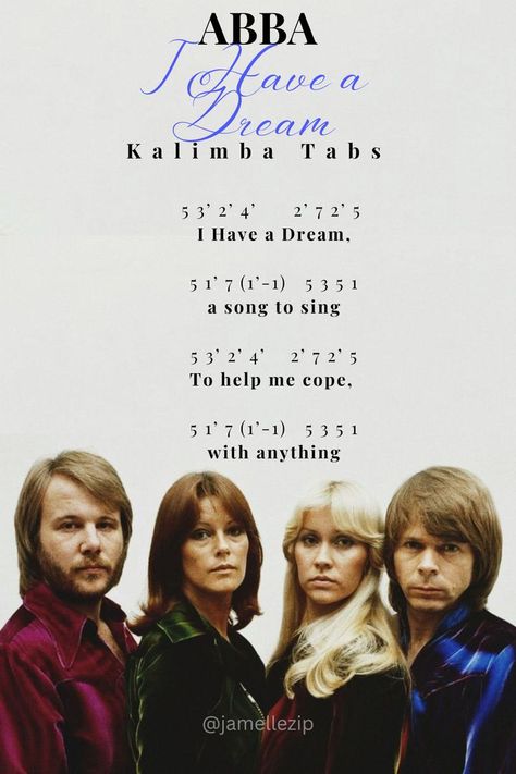 ABBA I have a dream kalimba cover tutorial with lyrics and tabs notes Kalimba Sheet Music 17 Key, Kalimba Notes Songs, Kalimba Notes Songs Easy, Kalimba Sheet Music, Kalimba Tutorial, Free Guitar Sheet Music, Kalimba Notes, Kalimba Music, Popular Piano Sheet Music