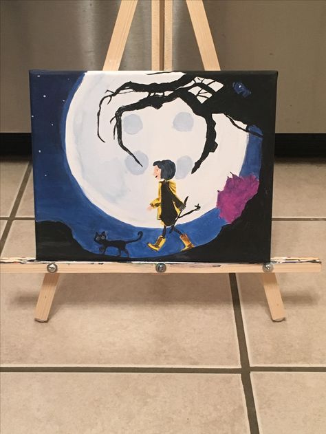 Coraline wall art Coraline Acrylic Painting, Coraline Canvas Painting Easy, Easy Coraline Painting, Painting Ideas Coraline, Coraline Art Painting, Coraline Painting Easy, Coraline Painting Ideas, Coraline Art Drawings, Coraline Canvas Painting