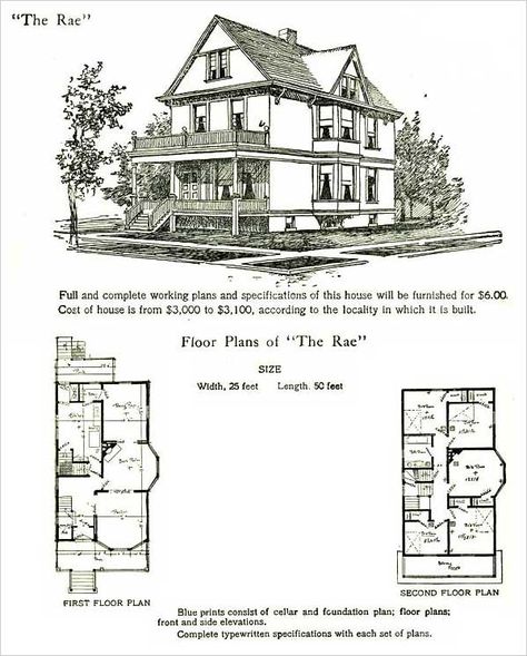 1905 Late Folk Victorian House Plans - Hodgson Rae Model Crazy Homes, Victorian House Floor Plans, Victorian Floor Plans, Folk Victorian House, Folk Victorian Farmhouse, 1900s House, Victorian Ideas, Victorian House Plans, Interior Floor Plan