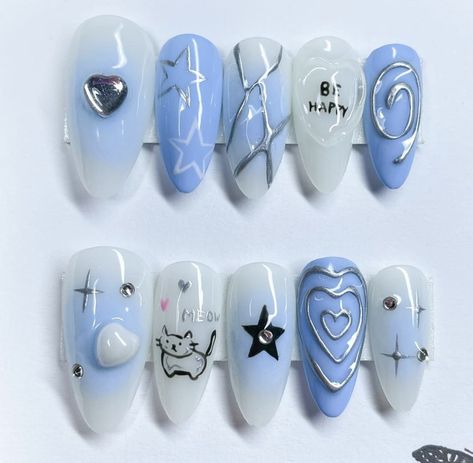 Chrome Designs, Fake Nails Designs, Korean Nail Art, Asian Nails, Nails Today, Grunge Nails, Pretty Gel Nails, Soft Nails, Kawaii Nails