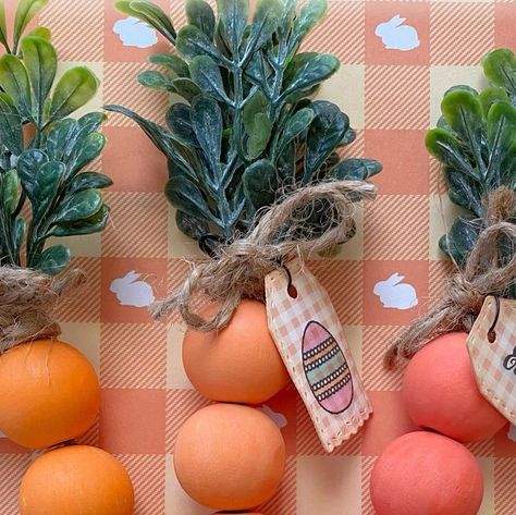 Jennifer Levy on Instagram: "Here’s something to make with wooden beads…painted carrots! I got the largest unfinished beads yesterday at the Hobby Lobby clearance sale. Lots of easy tutorials in YouTube for the carrots. Great for Easter decor! 🥕🐇 #crafting #easterdecor #beadedcarrots #handmade decor #woodenbeads #hobbylobbyclearance #paintedwoodbeads #stamping #diecutting #papercrafter #crafter #craftersofinstagram" Painted Carrots, Something To Make, Handmade Decor, Easter Decor, Easy Tutorial, Hobby Lobby, Clearance Sale, Easter Crafts, Wooden Beads